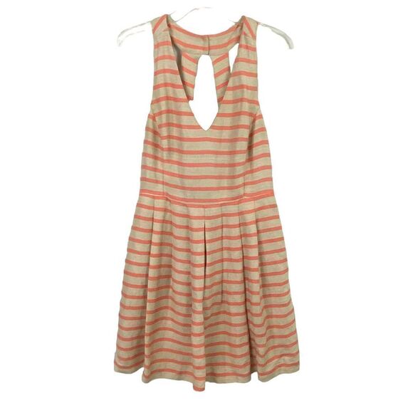 Banana Republic Striped Linen Pleated Dress Size 12 - Picture 1 of 8